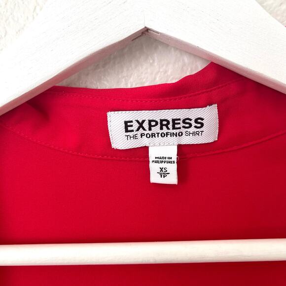 EXPRESS Womens Red The Portofino Shirt Button Down Blouse Top Size XS Workwear - Picture 4 of 8
